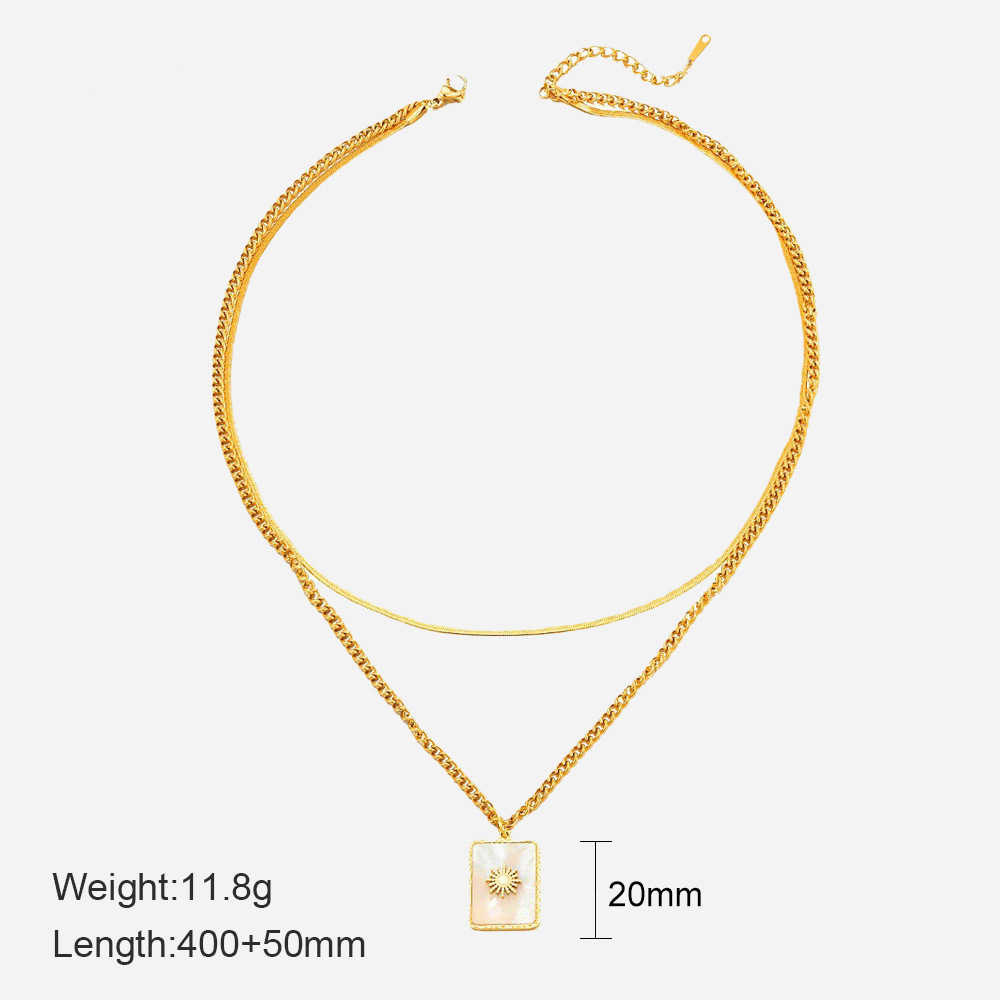 MYK2044-Three-layer pearl starfish pendant necklace, vintage seashell stainless steel necklace