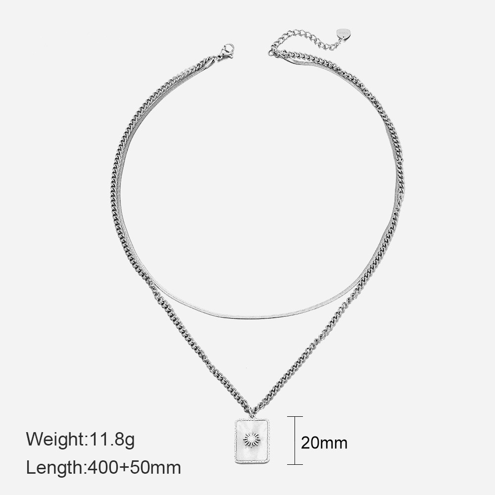 MYK2044-Three-layer pearl starfish pendant necklace, vintage seashell stainless steel necklace