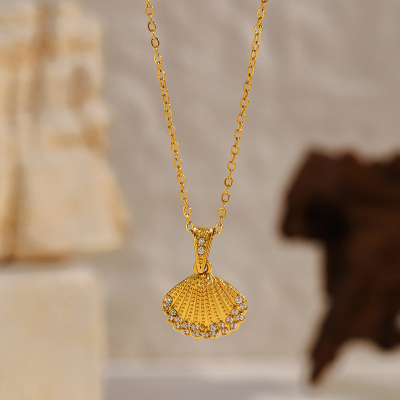 MYK2050-Stainless Steel Diamond-Studded Ocean Series High-End Necklace