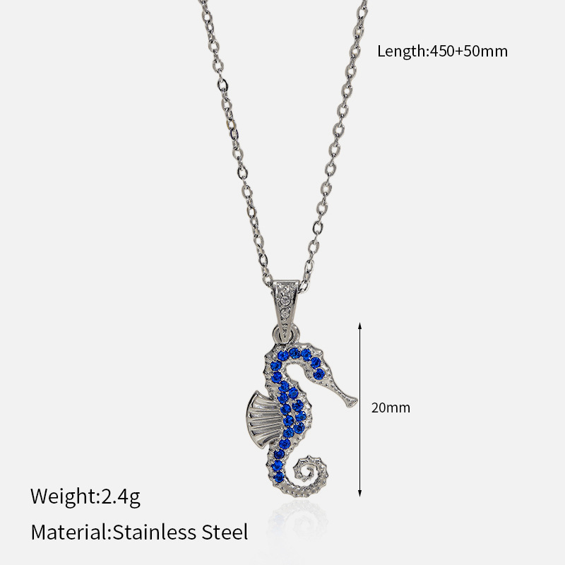 MYK2050-Stainless Steel Diamond-Studded Ocean Series High-End Necklace