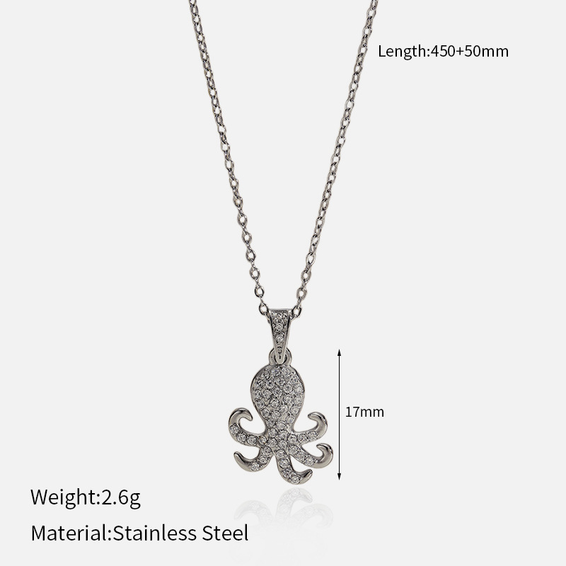 MYK2050-Stainless Steel Diamond-Studded Ocean Series High-End Necklace