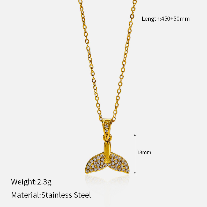 MYK2050-Stainless Steel Diamond-Studded Ocean Series High-End Necklace