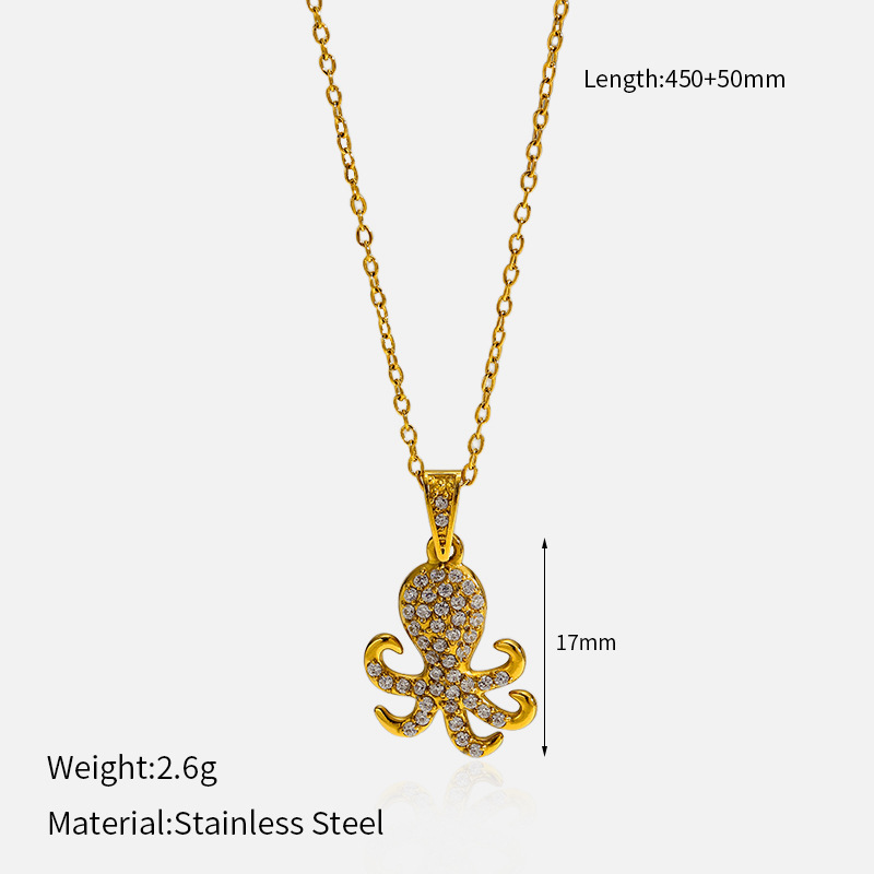 MYK2050-Stainless Steel Diamond-Studded Ocean Series High-End Necklace