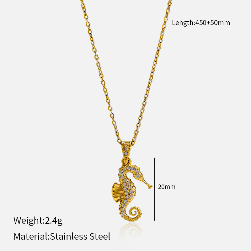 MYK2050-Stainless Steel Diamond-Studded Ocean Series High-End Necklace