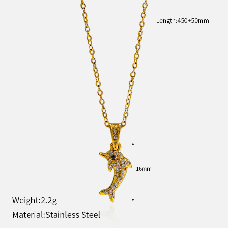 MYK2050-Stainless Steel Diamond-Studded Ocean Series High-End Necklace