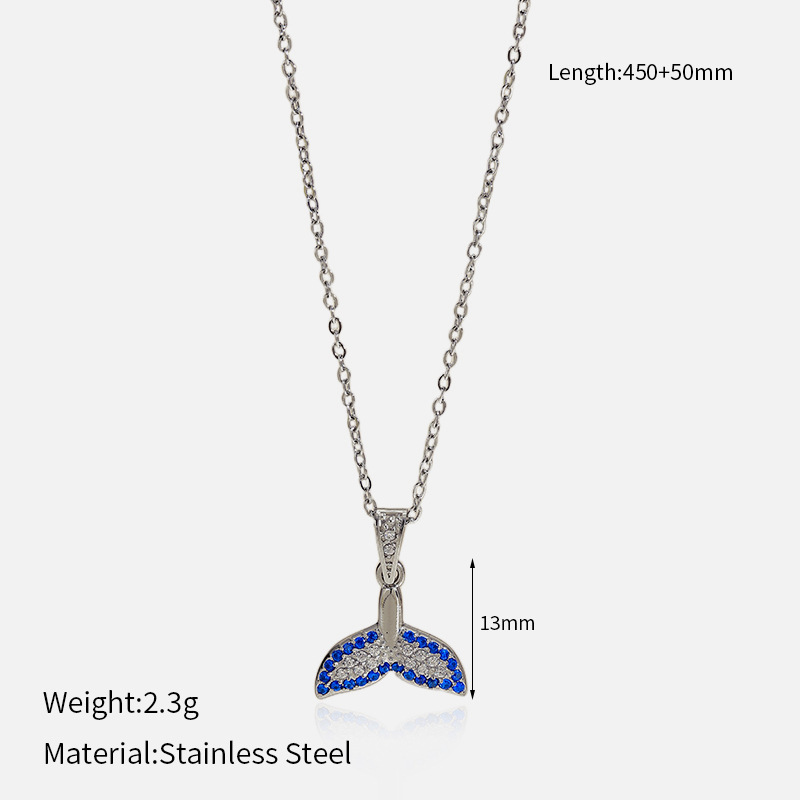 MYK2050-Stainless Steel Diamond-Studded Ocean Series High-End Necklace