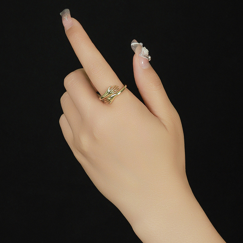 Personalized open palm-shaped ring