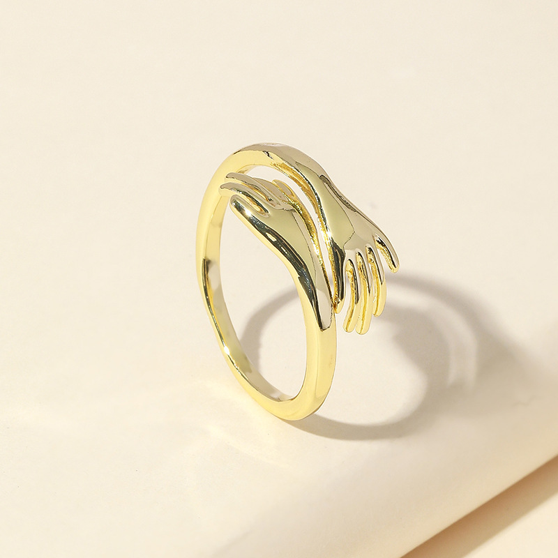 Personalized open palm-shaped ring