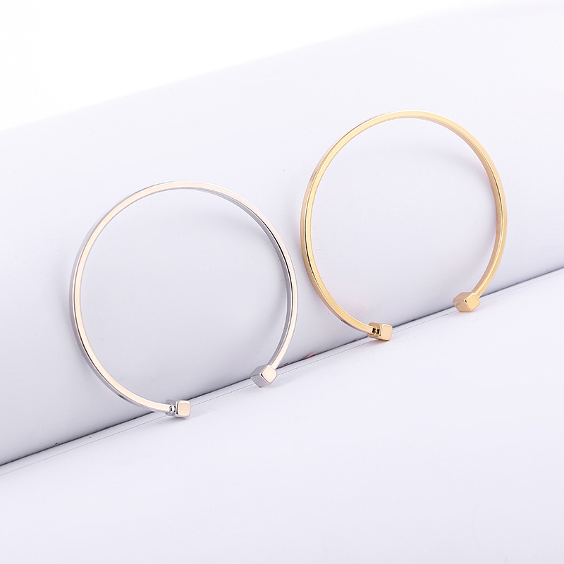 Copper Geometric Square Versatile Open Bangle in Gold and Silver