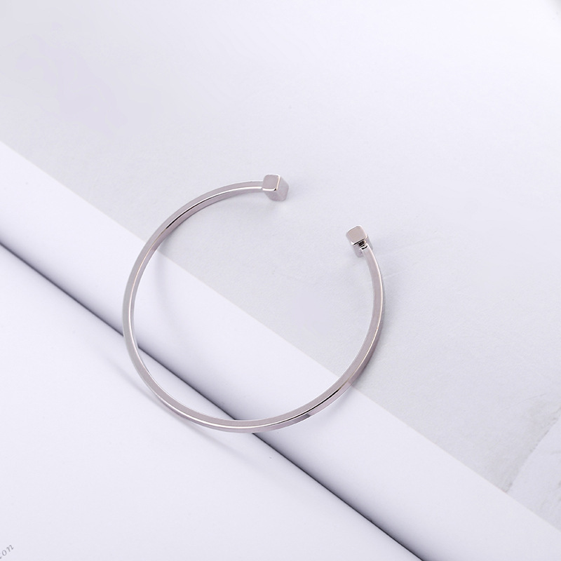 Copper Geometric Square Versatile Open Bangle in Gold and Silver