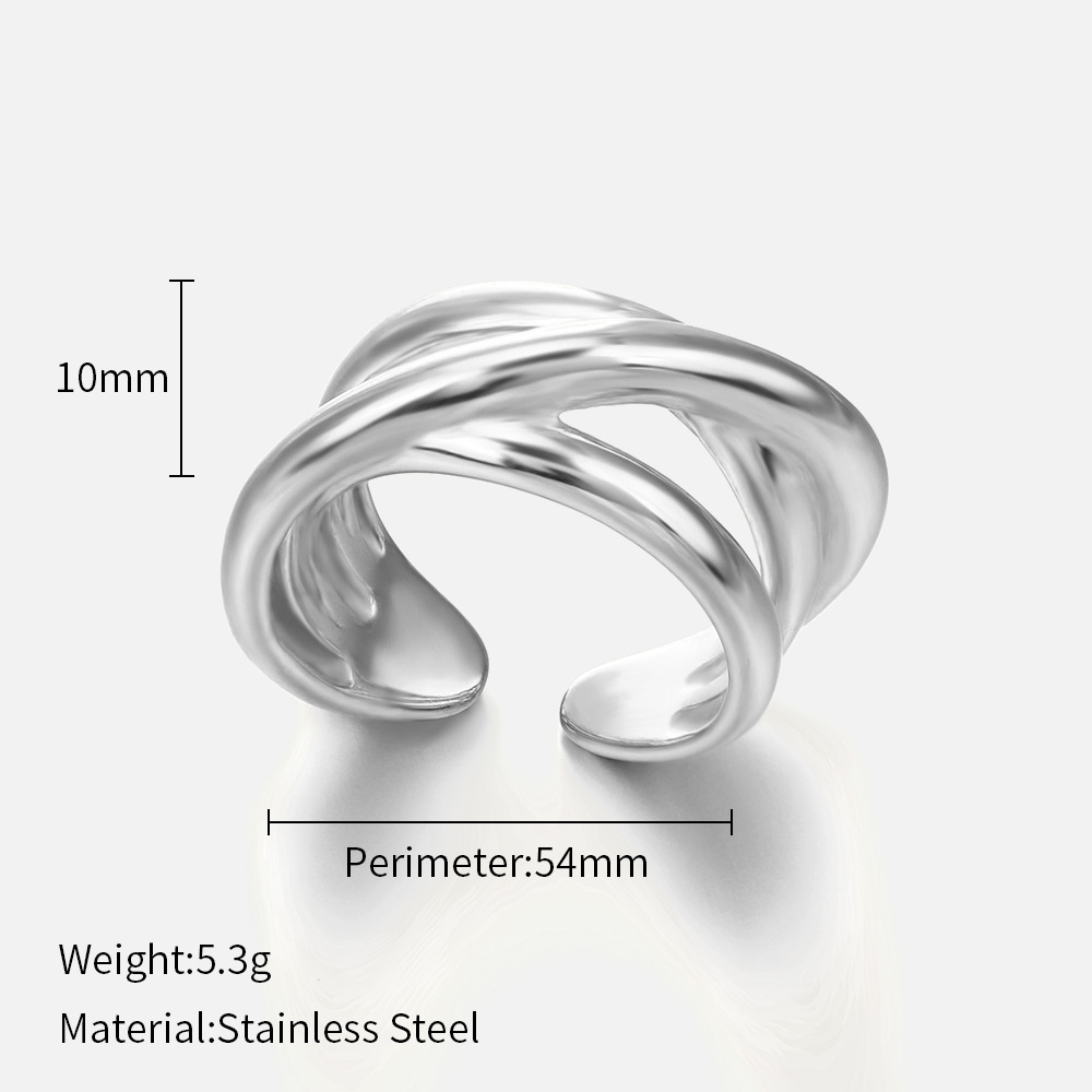 MYK2079-Striped stainless steel minimalist and stylish adjustable ring