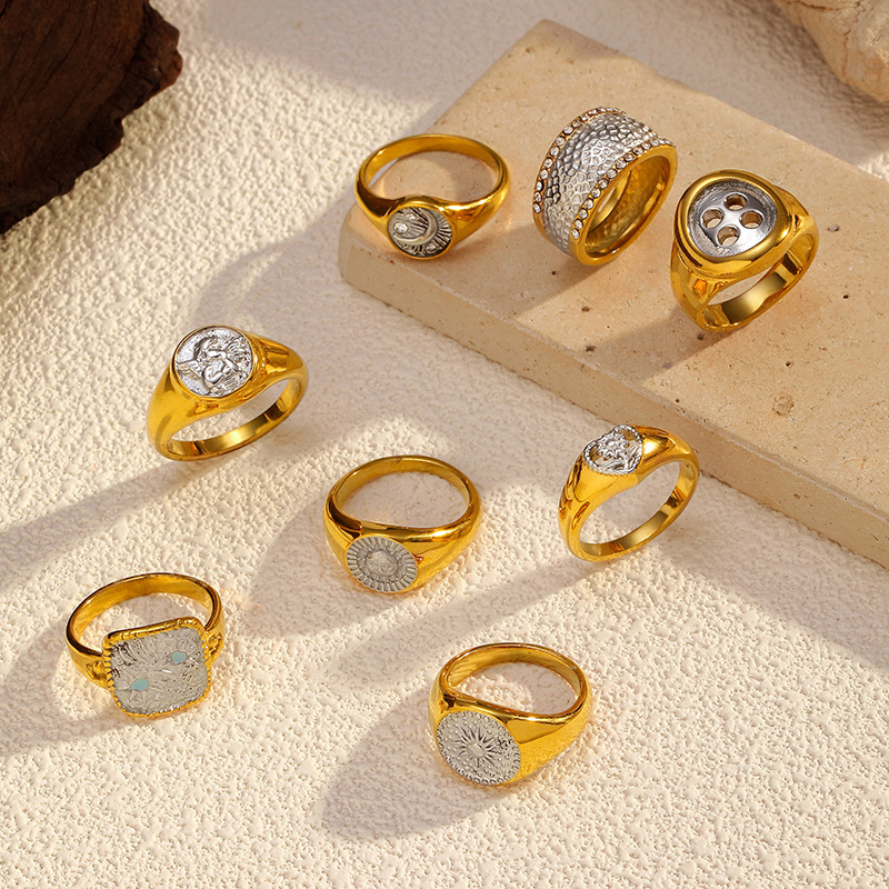 MYK2104-PVD plated 18k gold-plated stainless steel ring