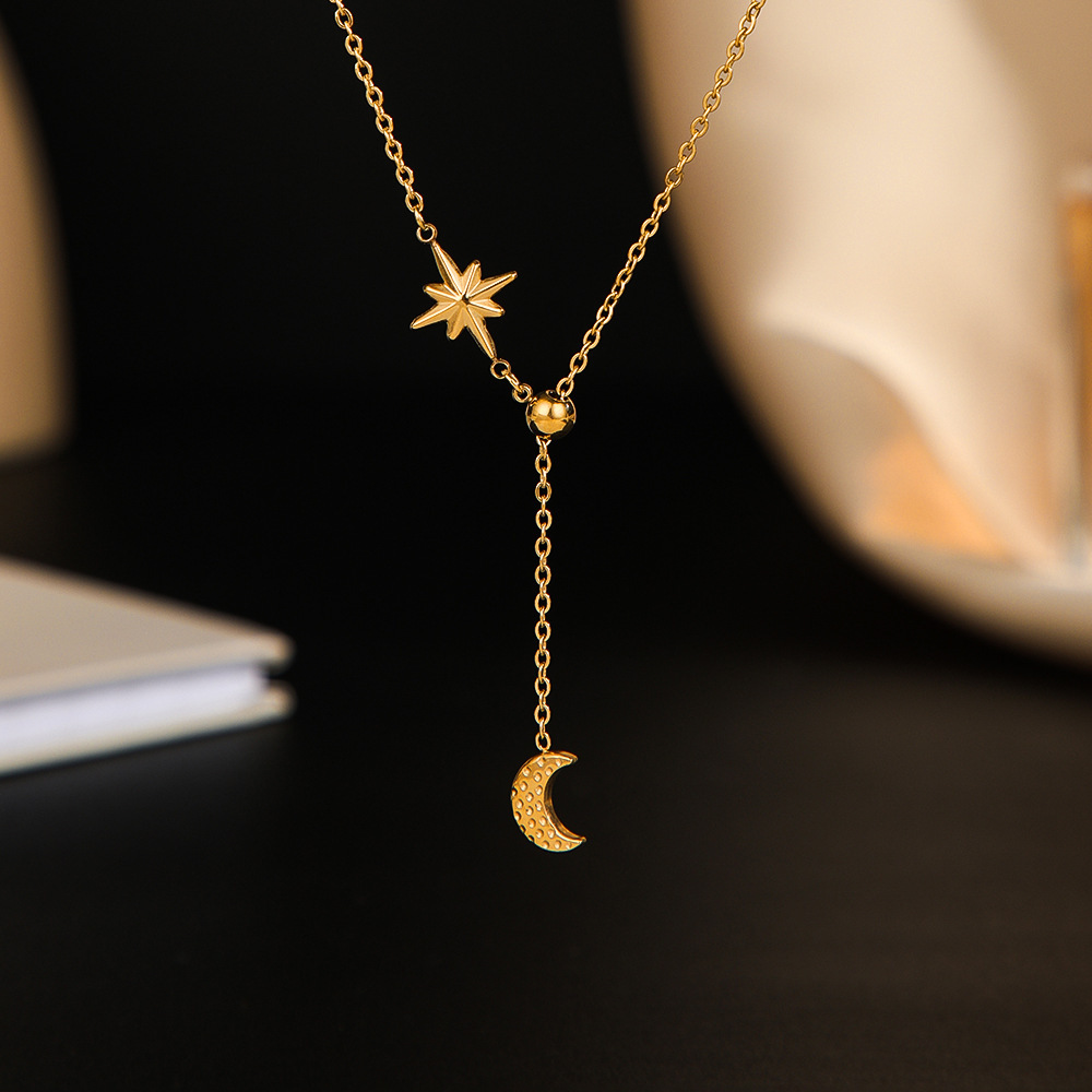 MYK2081-14K Gold Plated Fashionable Star and Moon Stainless Steel Pendant Jewelry