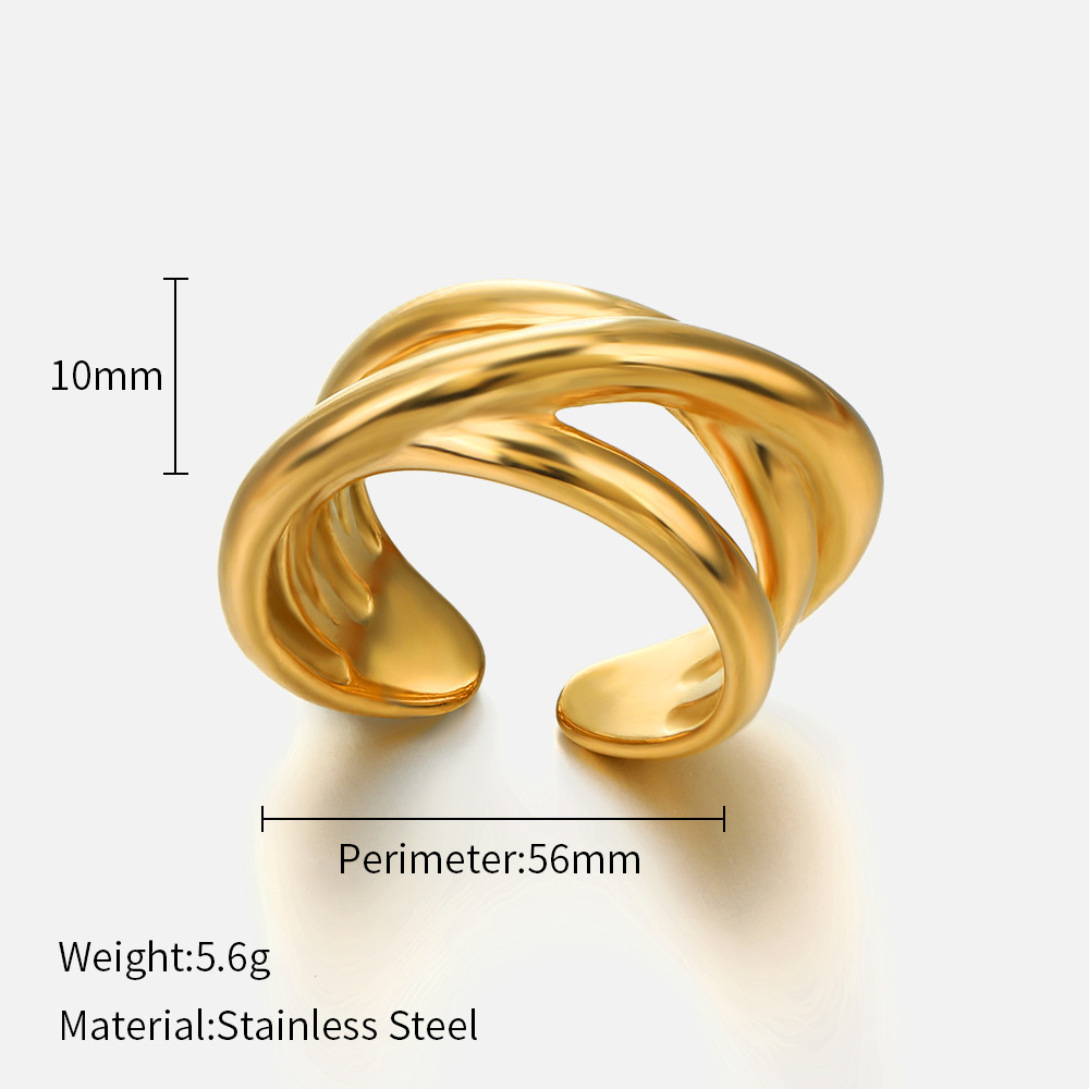 MYK2079-Striped stainless steel minimalist and stylish adjustable ring