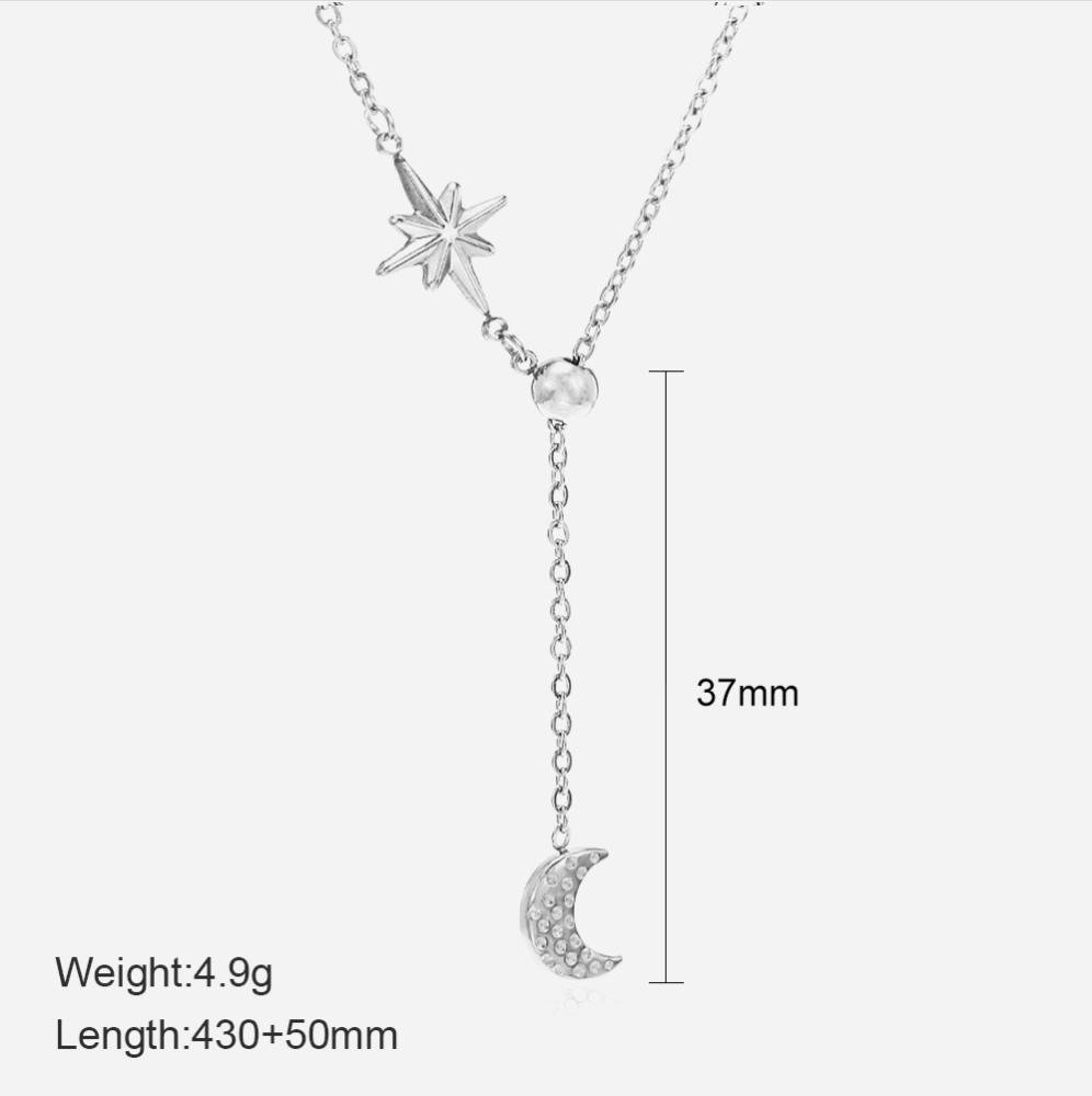 MYK2081-14K Gold Plated Fashionable Star and Moon Stainless Steel Pendant Jewelry