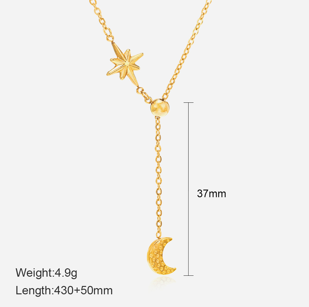 MYK2081-14K Gold Plated Fashionable Star and Moon Stainless Steel Pendant Jewelry