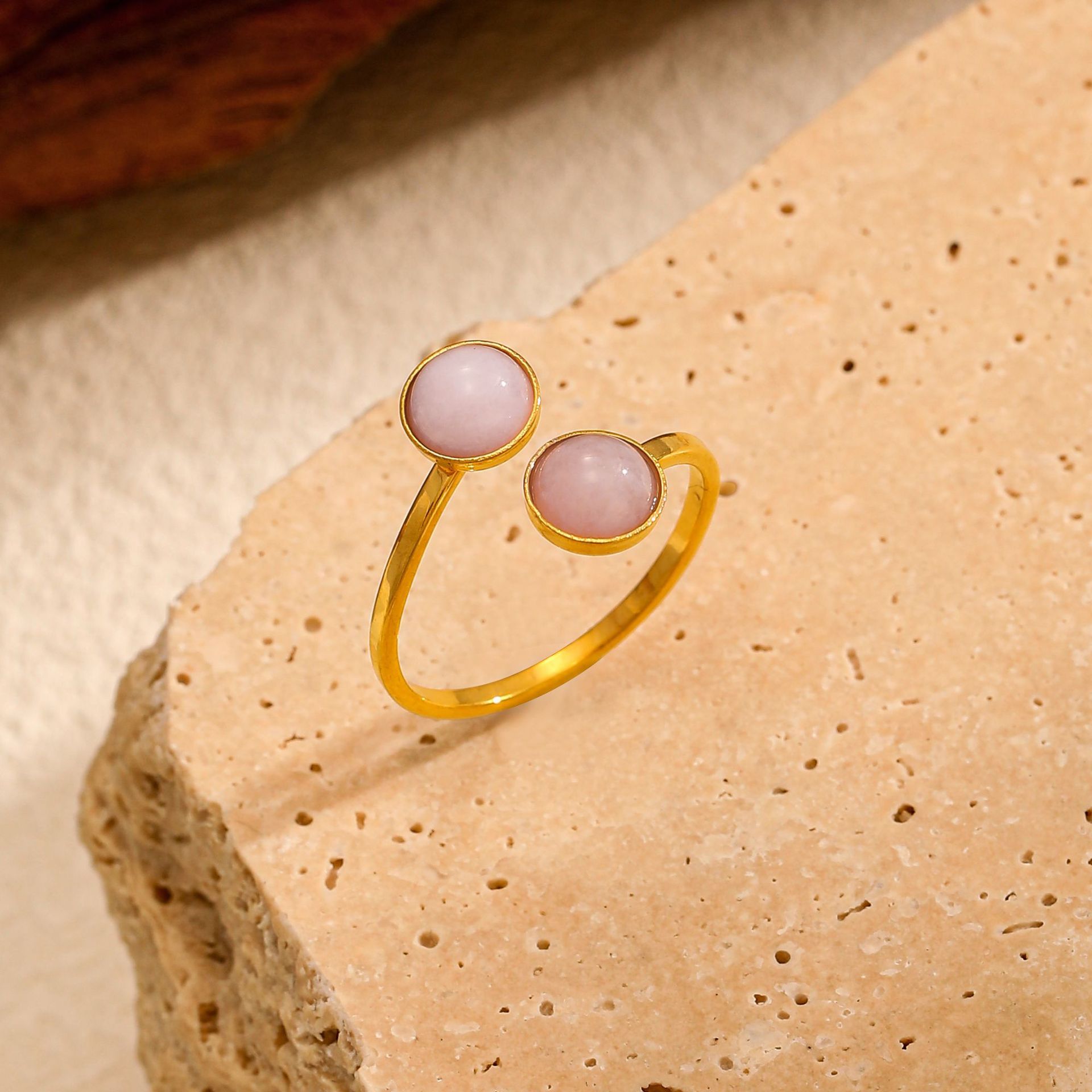 MYK2345-Stainless steel minimalist couple rings with open top