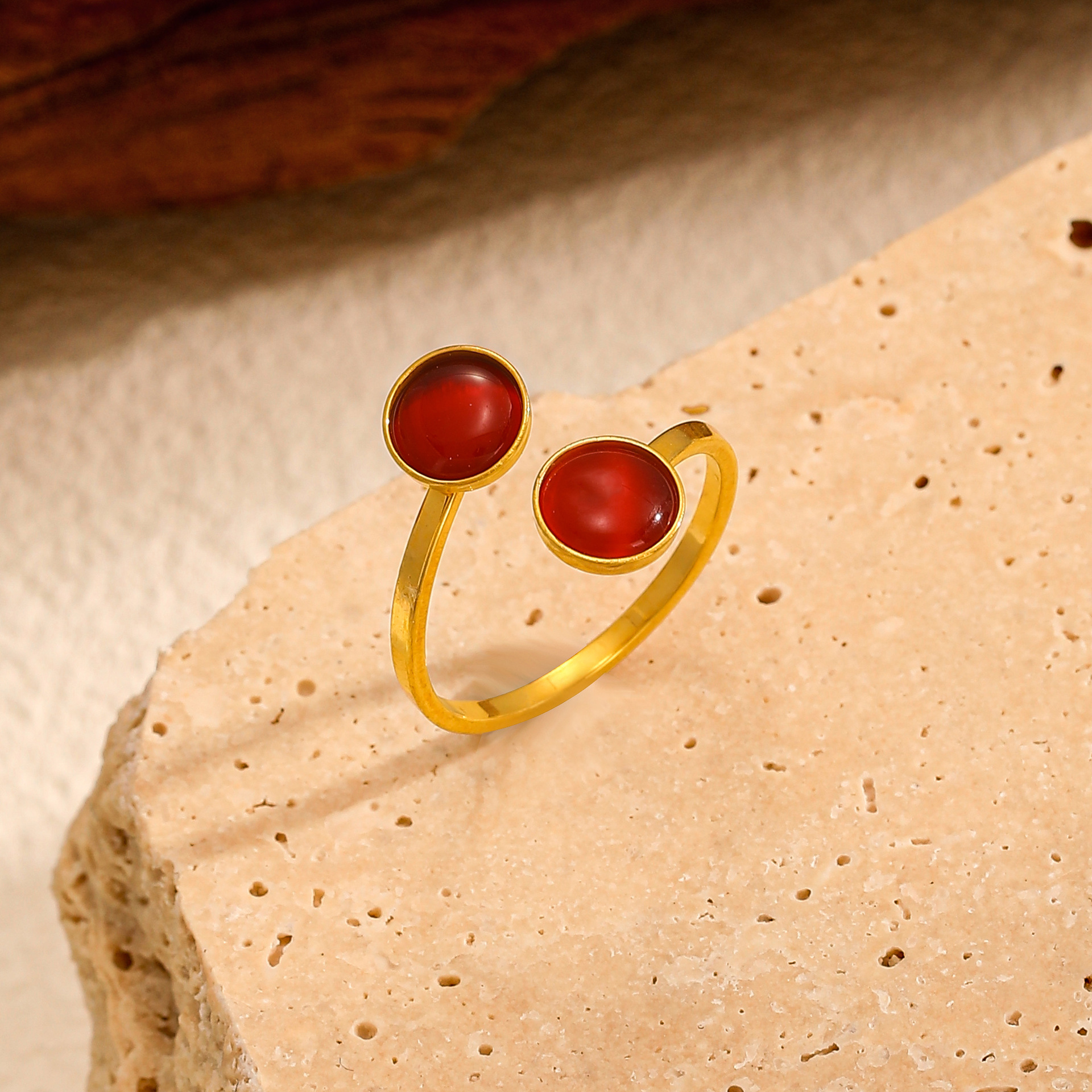 MYK2345-Stainless steel minimalist couple rings with open top
