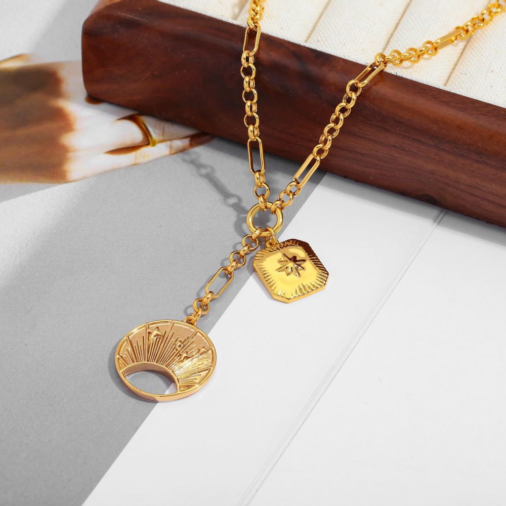 New Copper Plated 18K Gold Round Necklace