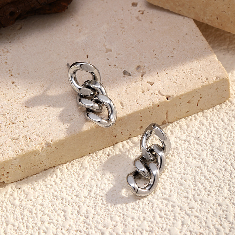 MYK2423-Stainless steel geometric chain earrings