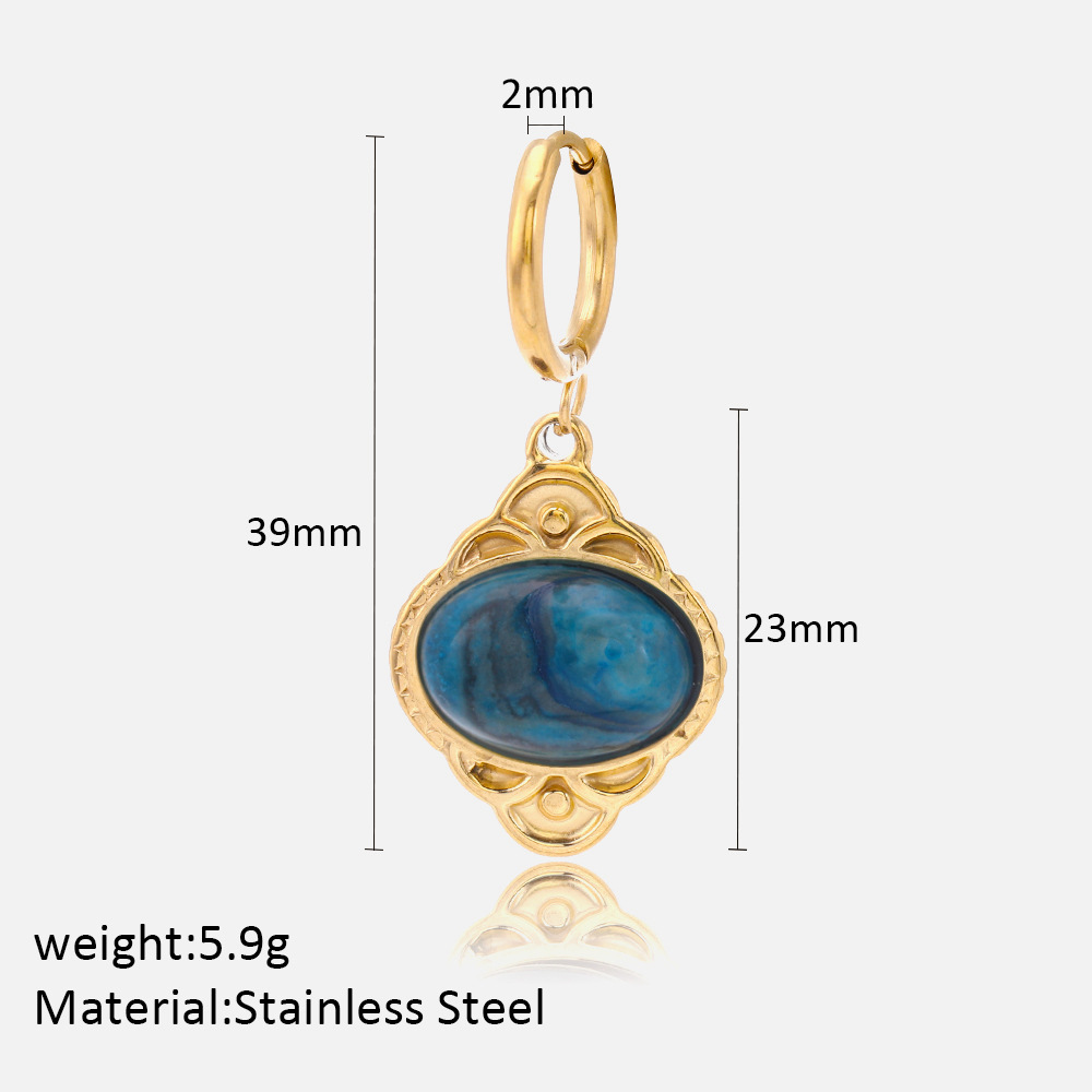 MYK2460-Stainless steel oval tiger's eye pendant earrings