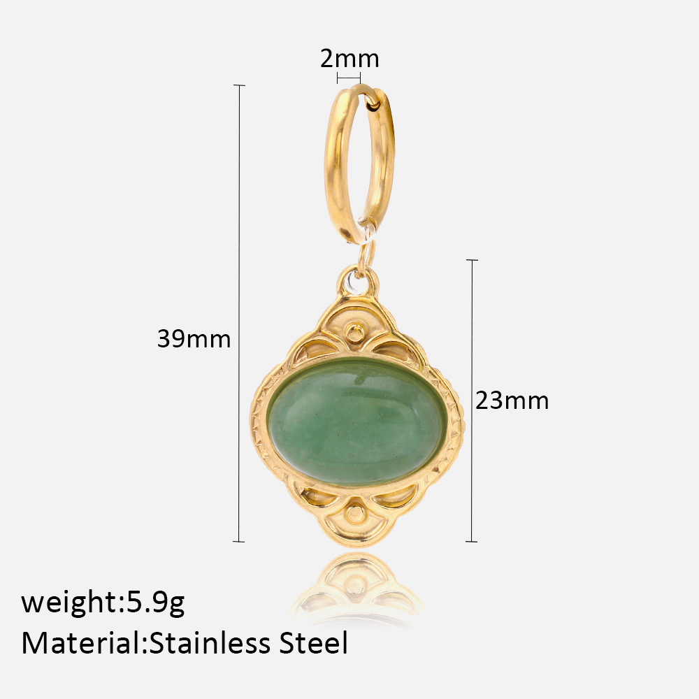 MYK2460-Stainless steel oval tiger's eye pendant earrings