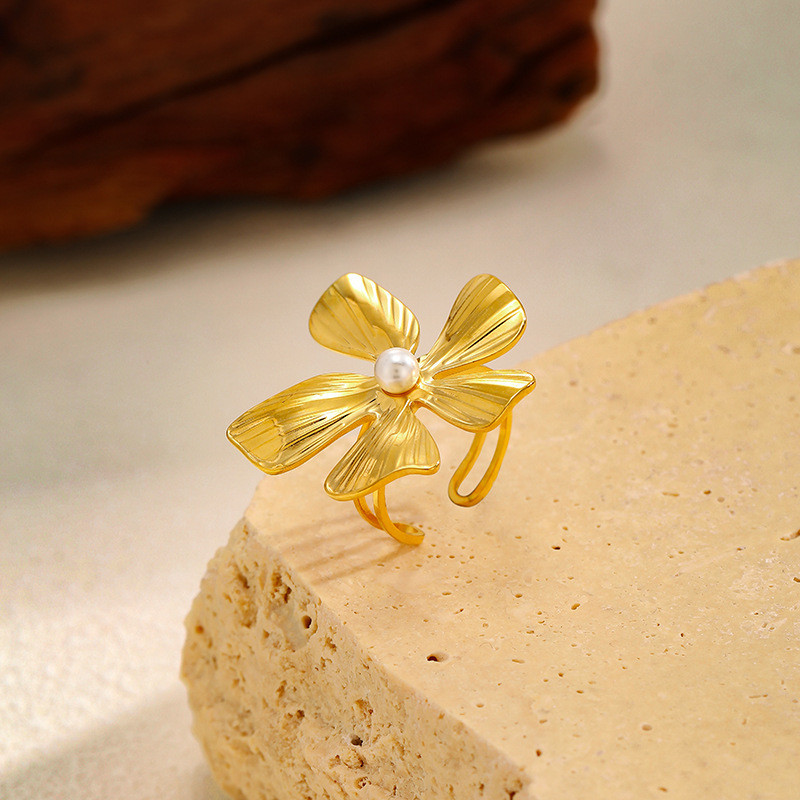 MYK2498-Stainless steel flower open ring