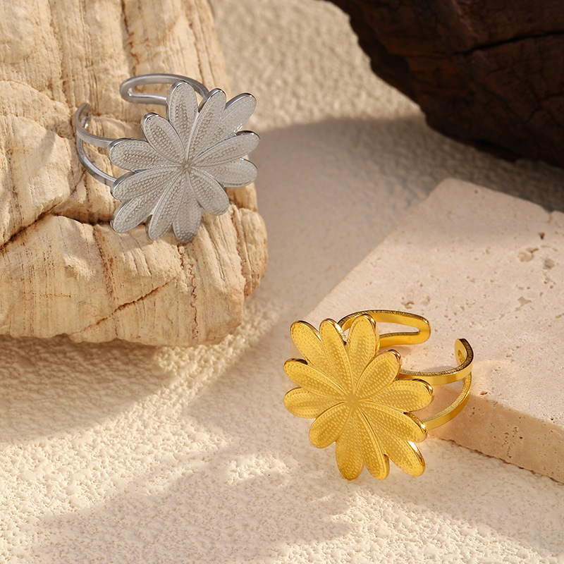 MYK2492-Stainless steel flower open ring