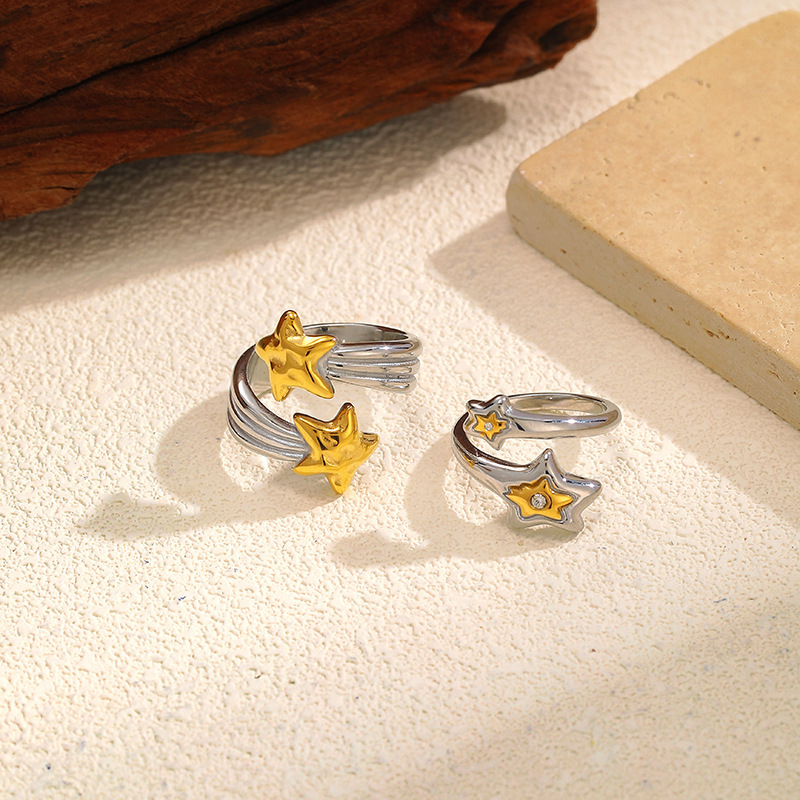 MYK2532-Stainless steel open-ended five-pointed star-shaped ring