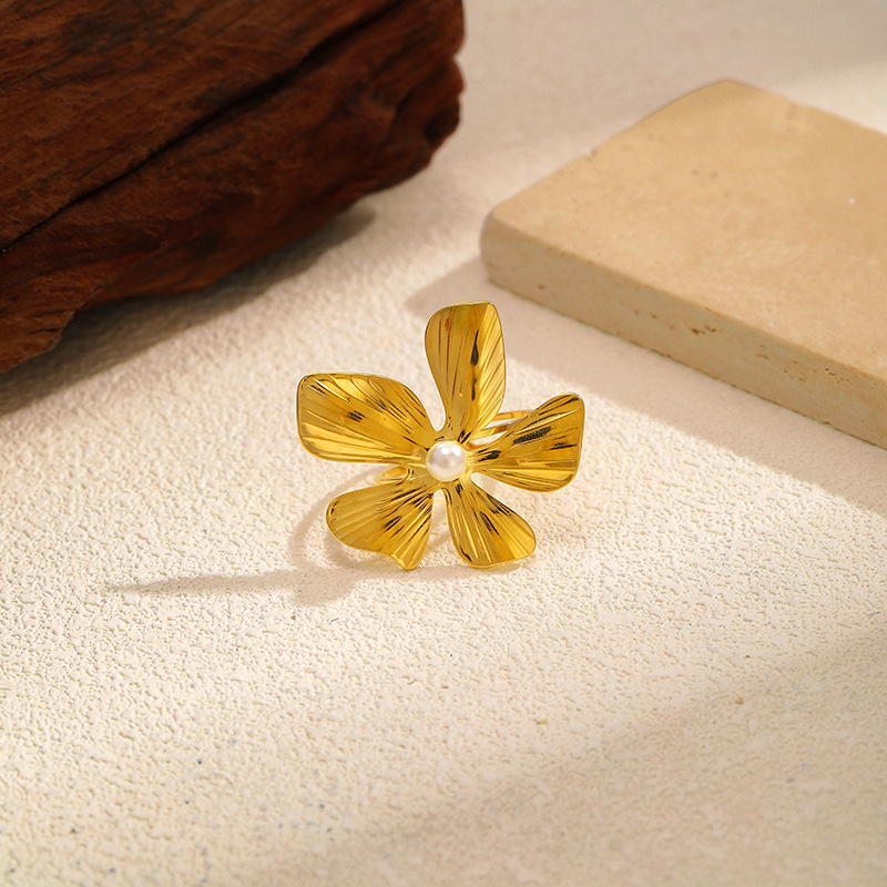 MYK2498-Stainless steel flower open ring