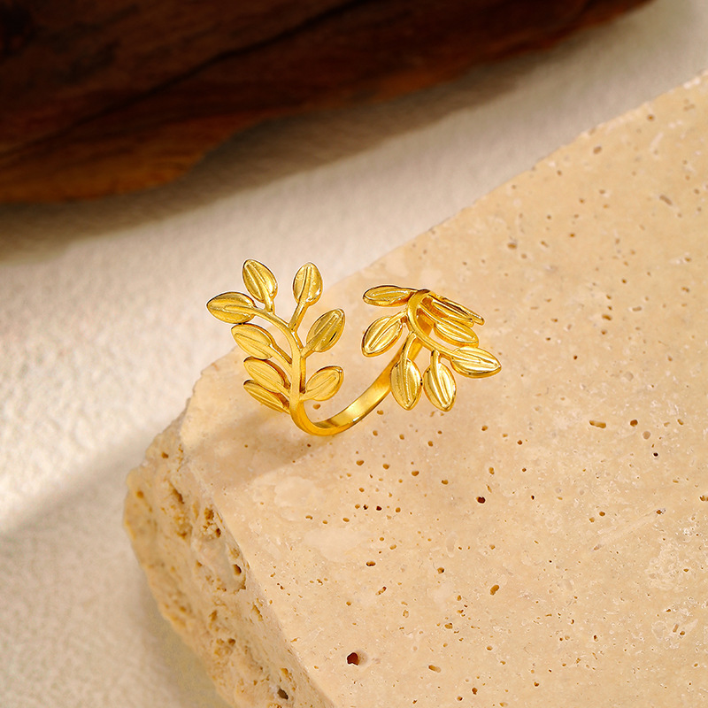MYK2522-Open Stainless Steel Leaf Ring