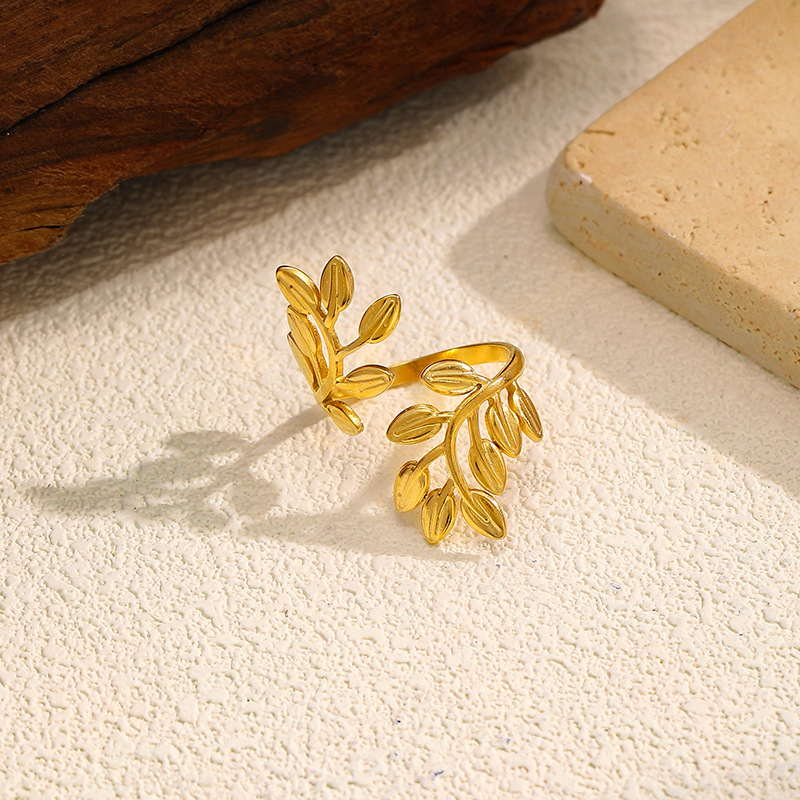 MYK2522-Open Stainless Steel Leaf Ring