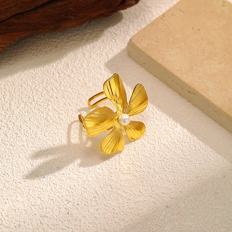 MYK2498-Stainless steel flower open ring