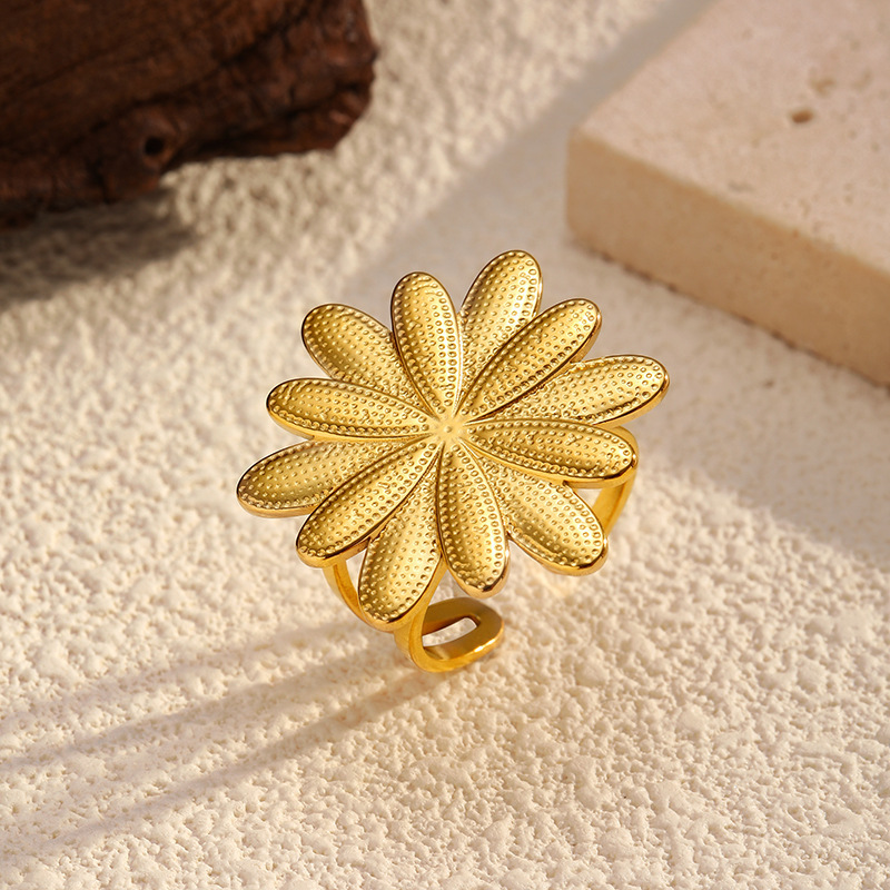 MYK2492-Stainless steel flower open ring