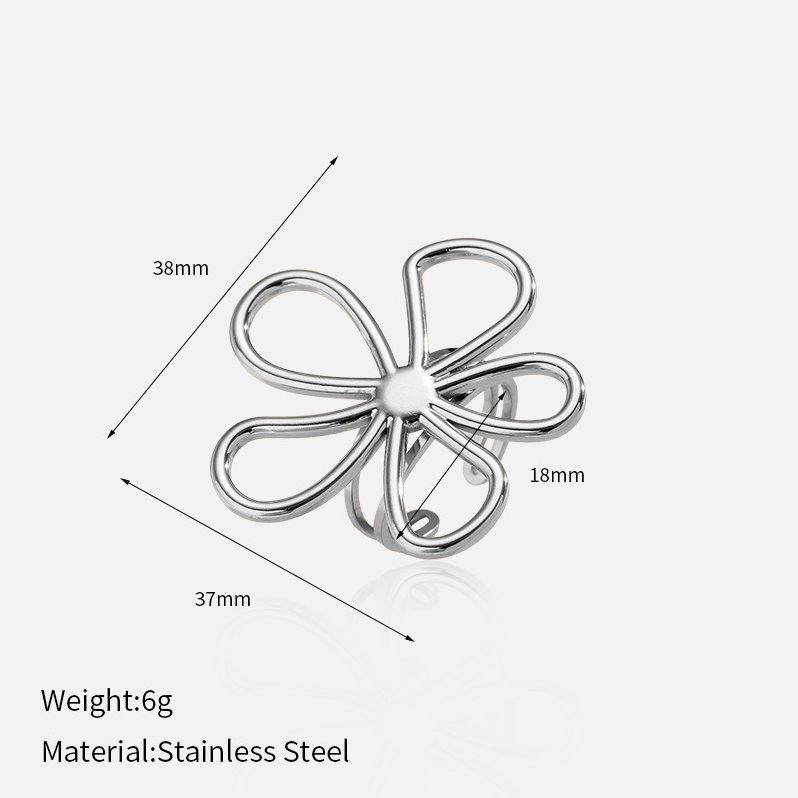 MYK2530-Stainless steel floral openwork geometric ring