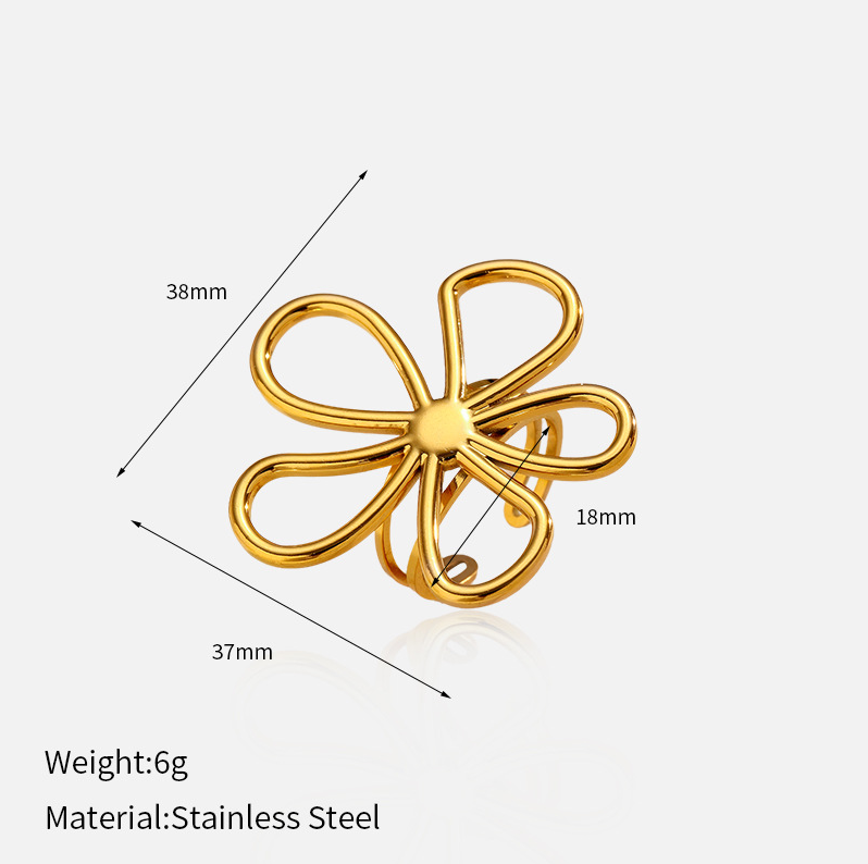 MYK2530-Stainless steel floral openwork geometric ring