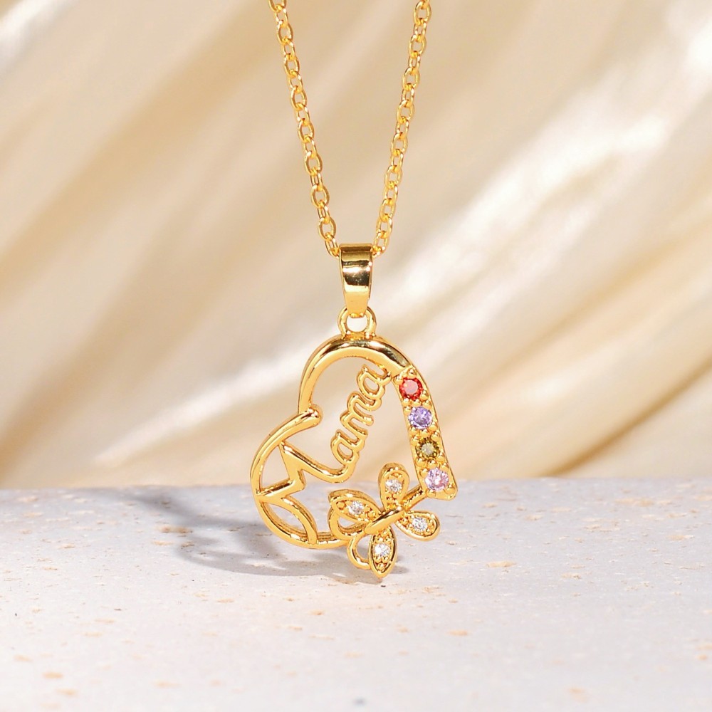 New Heart-Shaped Openwork Diamond-Studded Engraved Necklace