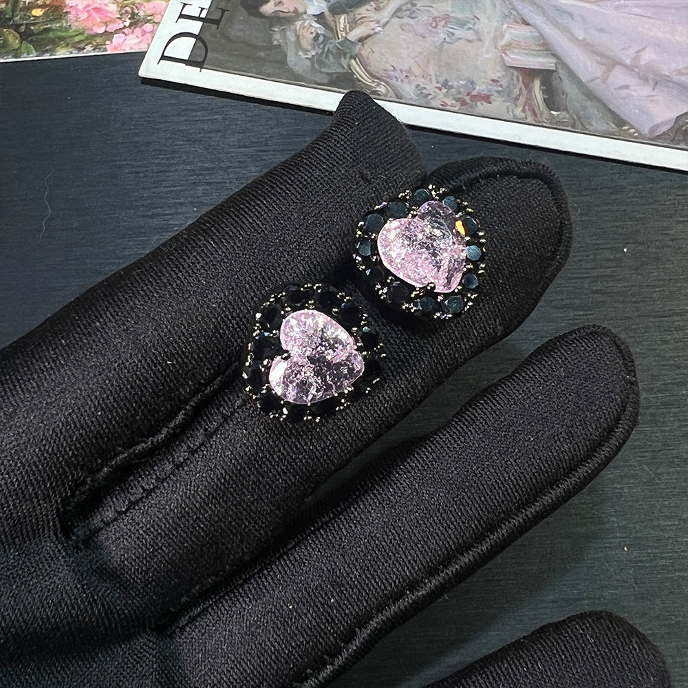 MYK2545-Sweet and cool style clavicle chain heart ice flower zircon high-end necklace and earrings