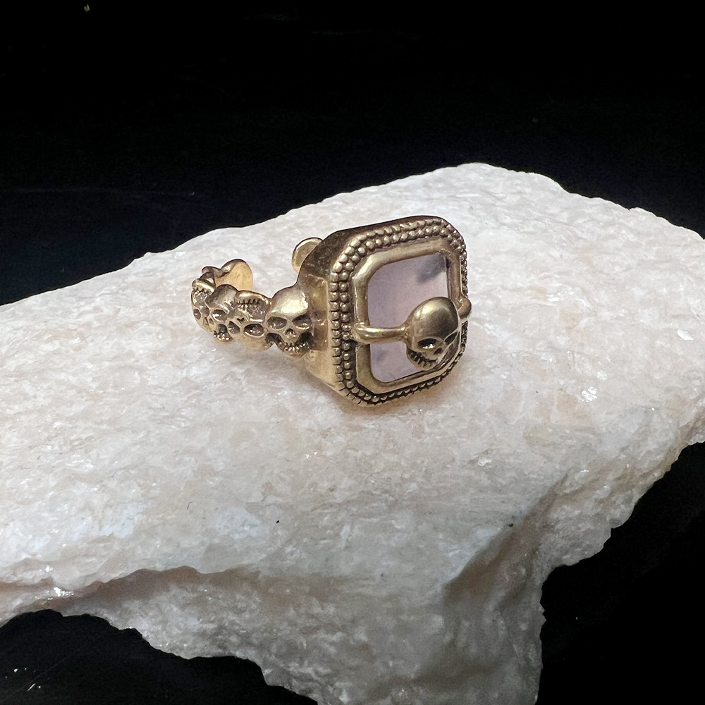MYK2566-Snake-head Pharaoh Ancient Gold Diamond-set Exquisite High-end Open Ring