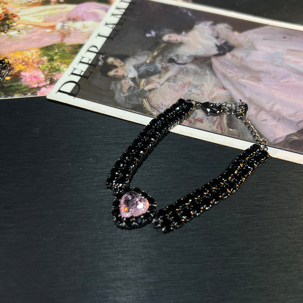 MYK2545-Sweet and cool style clavicle chain heart ice flower zircon high-end necklace and earrings