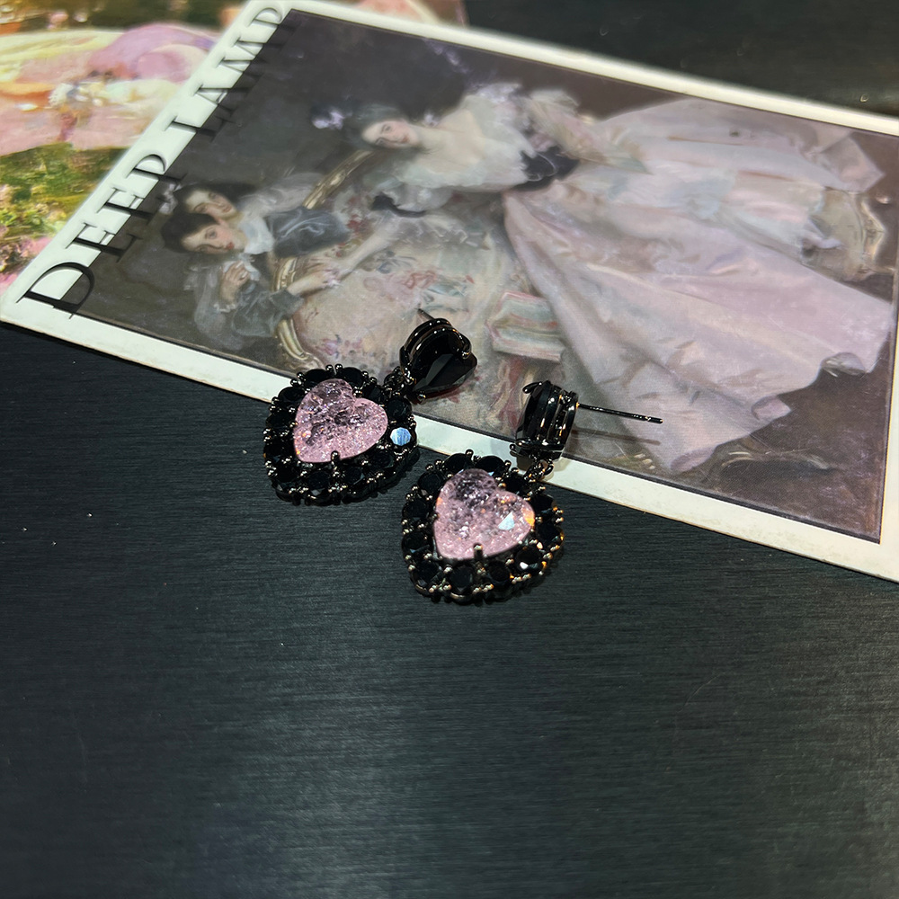 MYK2545-Sweet and cool style clavicle chain heart ice flower zircon high-end necklace and earrings