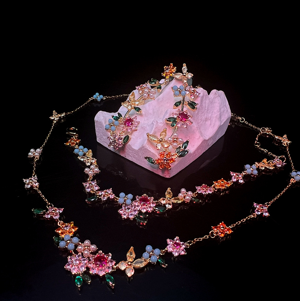 MYK2540-New Floral Gemstone Jewelry Set - High-End Luxury Jewelry