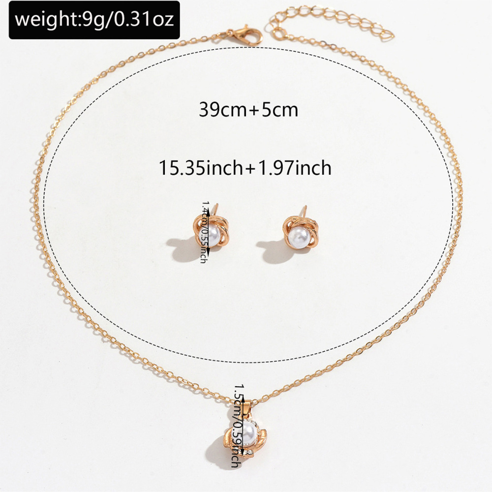 Imitation pearl necklace and earring set