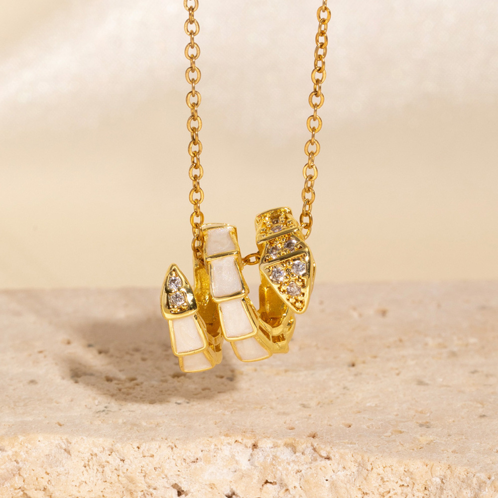 Exquisite full-diamond snake bone necklace