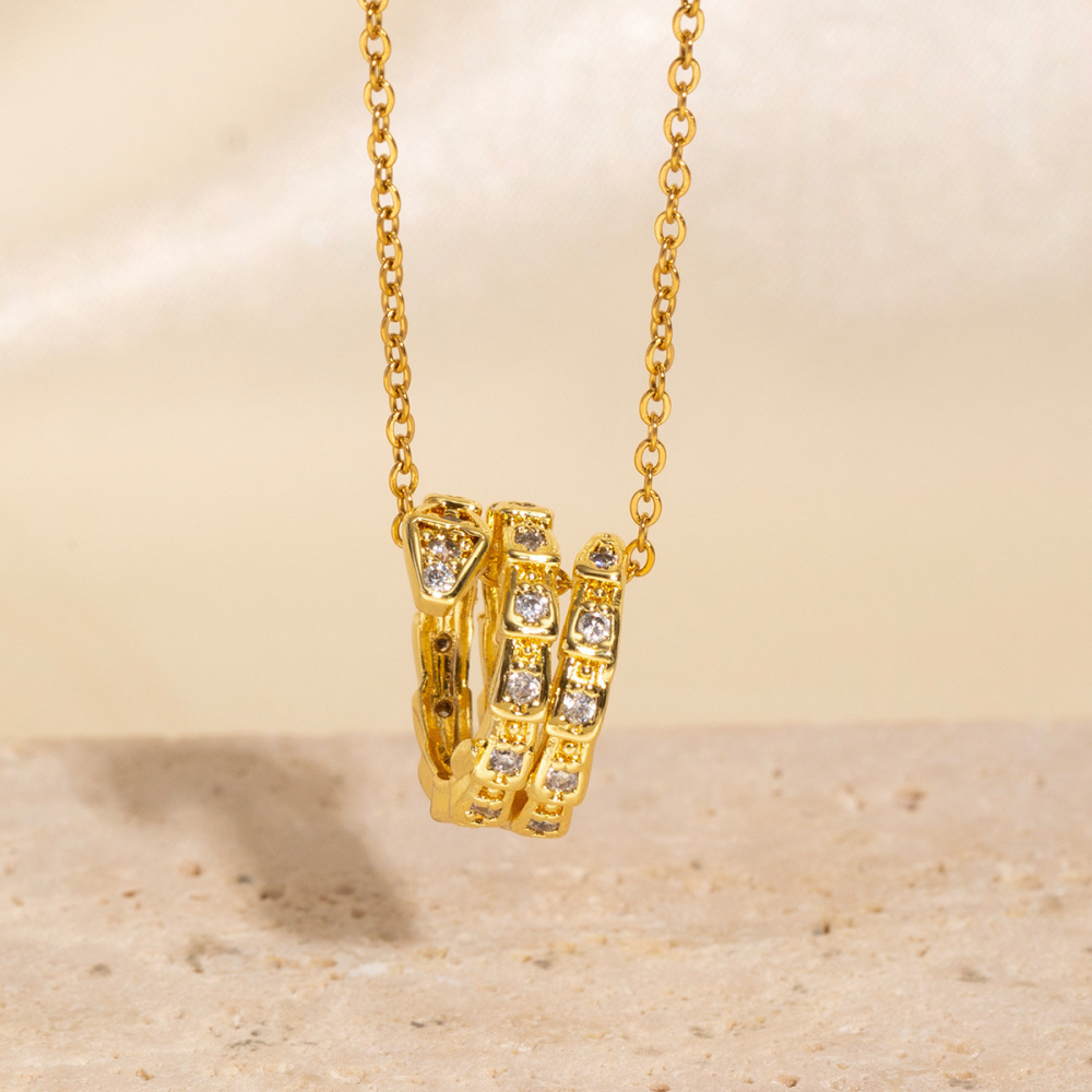 Exquisite full-diamond snake bone necklace