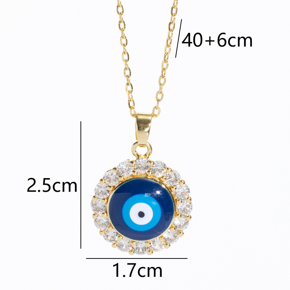 Zircon and brass gold-plated evil eye necklace