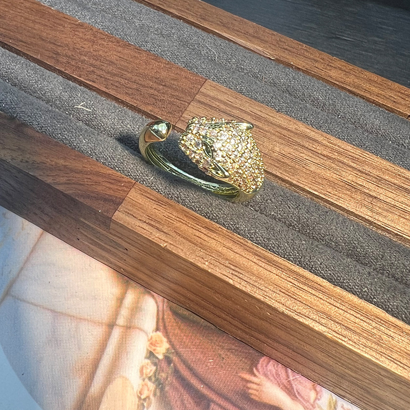 MYK2585-Serpent Open Ring with Zircon and Copper
