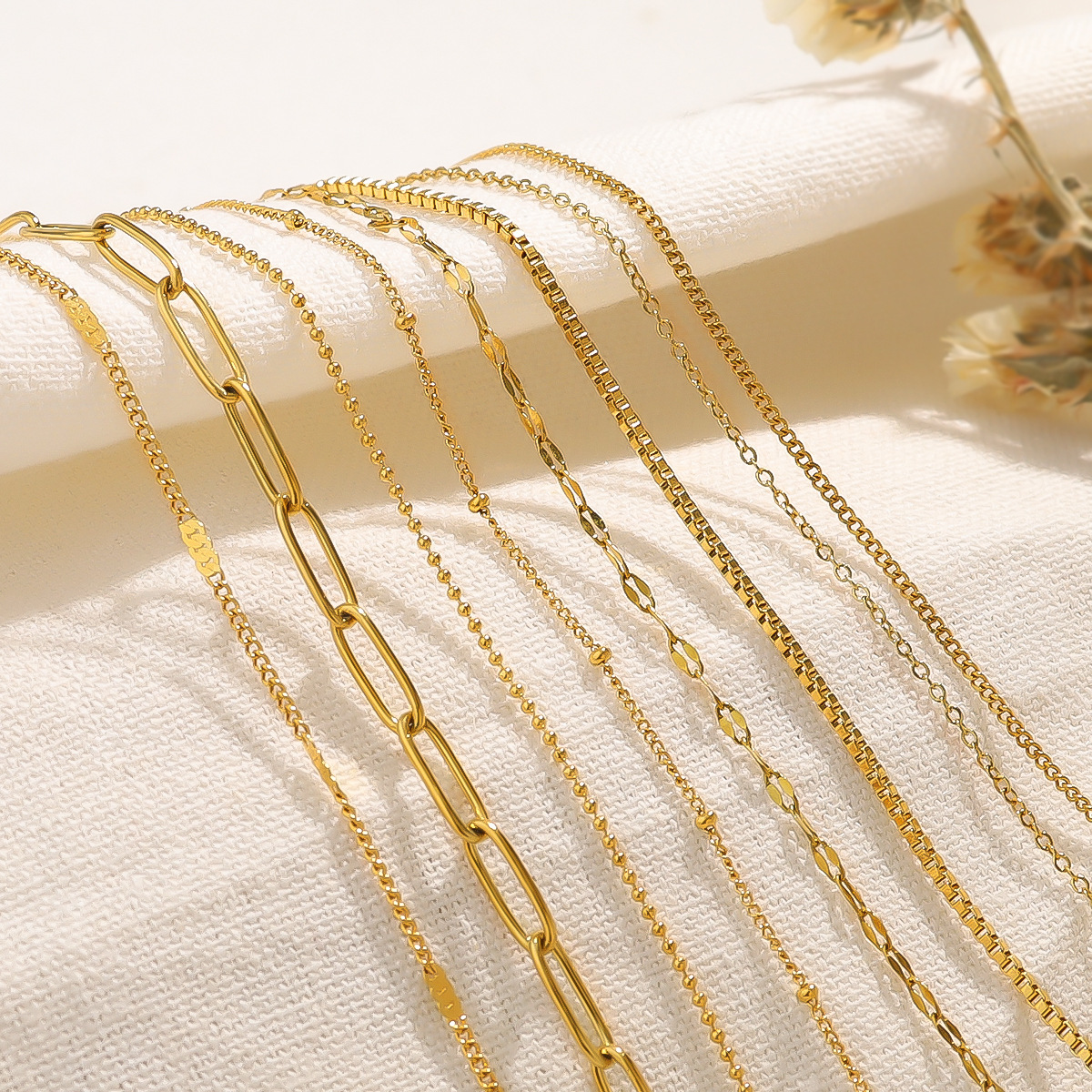 MYK2650-Vacuum 18K plain chain O-chain clavicle chain twist chain DIY stainless steel plain chain