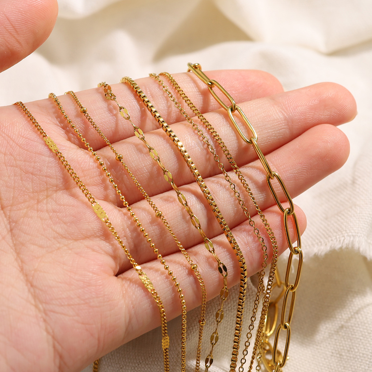 MYK2650-Vacuum 18K plain chain O-chain clavicle chain twist chain DIY stainless steel plain chain