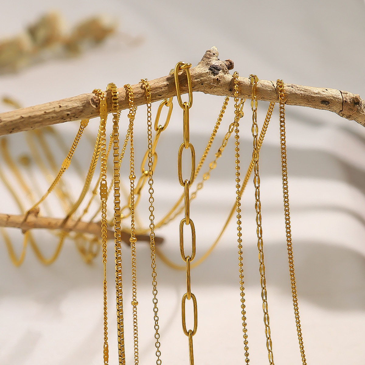MYK2650-Vacuum 18K plain chain O-chain clavicle chain twist chain DIY stainless steel plain chain